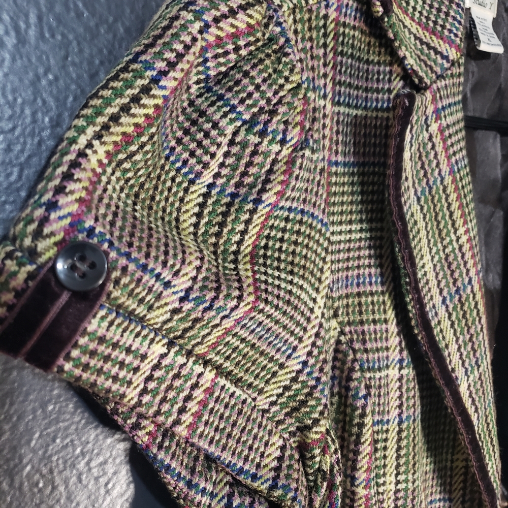 41. Studio Y Sz XL Multicolor Plaid Short-Sleeve Blazer - Picture 4 of 8